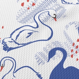 Elegant Swan Silhouette Birdseye Piqué