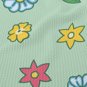 Colorful And Cute Flowers Birdseye Piqué