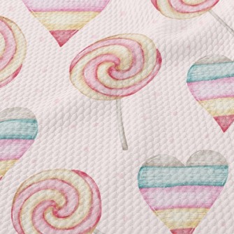 Watercolor Pink Love Heart Birdseye Piqué