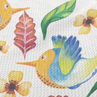 Watercolor Fantasy Hummingbird Birdseye Piqué