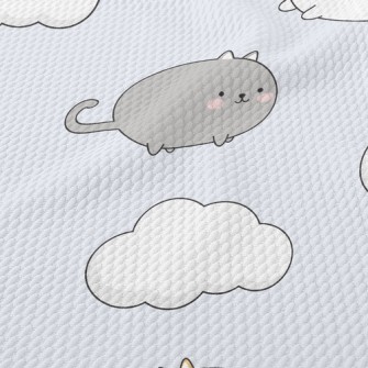 Playful Kitten On The Cloud Birdseye Piqué
