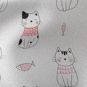 Shy Cat And Fish Waterproof Canvas