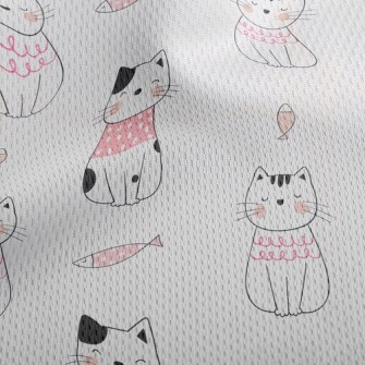 Shy Cat And Fish Athletic Mesh Flat Back