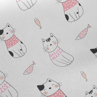 Shy Cat And Fish Twill