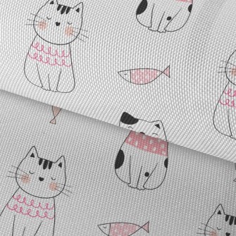 Shy Cat And Fish Waterproof Oxford