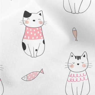 Shy Cat And Fish Micro Fleece