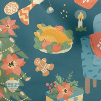 Warm Christmas Dinner Micro Fleece