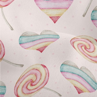 Watercolor Pink Love Heart Lightweight Performance Linen
