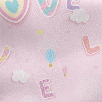 Cartoon Love Words Jersey Backed Fleece