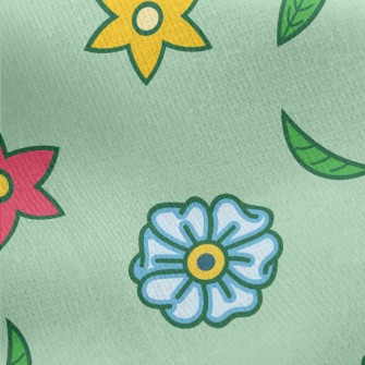 Colorful And Cute Flowers Jersey Backed Fleece