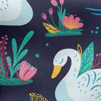 Shy Beautiful Swan Jersey Backed Fleece