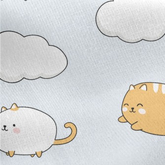 Playful Kitten On The Cloud Jersey Backed Fleece