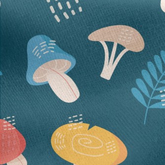 Mysterious Forest Mushrooms Jersey Backed Fleece