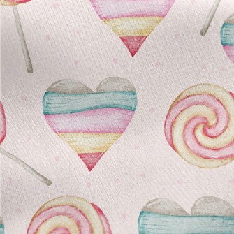 Watercolor Pink Love Heart Jersey Backed Fleece