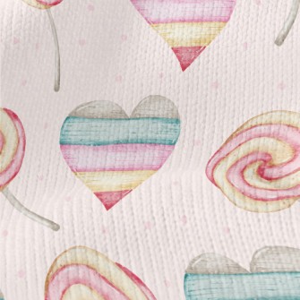 Watercolor Pink Love Heart Stretch Jersey