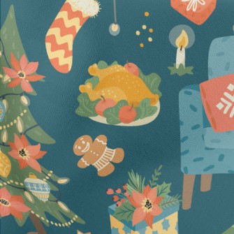 Warm Christmas Dinner Lightweight Cotton Poplin