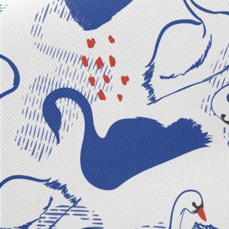 Elegant Swan Silhouette Midweight Cotton Poplin