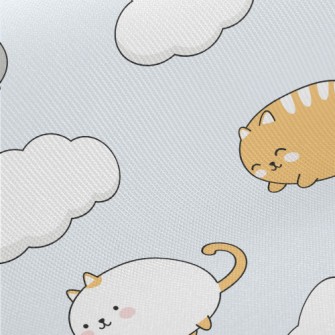 Playful Kitten On The Cloud Midweight Cotton Poplin