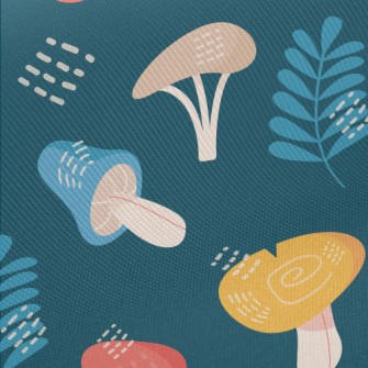 Mysterious Forest Mushrooms Midweight Cotton Poplin