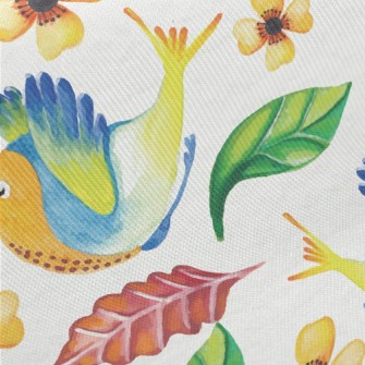 Watercolor Fantasy Hummingbird Midweight Cotton Poplin