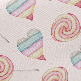 Watercolor Pink Love Heart Midweight Cotton Poplin