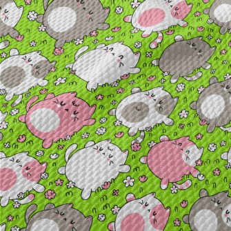 Kitten Lying On The Grass Birdseye Piqué