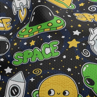 Space Rocket UFO Athletic Mesh Flat Back