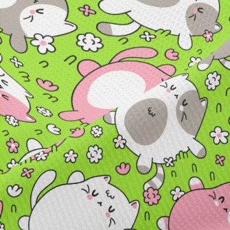 Kitten Lying On The Grass Piqué