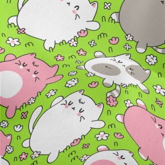 Kitten Lying On The Grass Lightweight Performance Linen