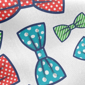 Polka Dot Stripes Bow Jersey Backed Fleece