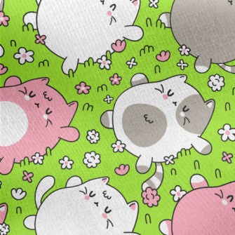 Kitten Lying On The Grass Jersey Backed Fleece