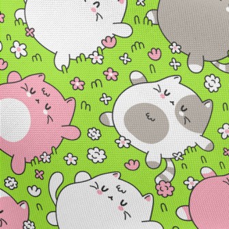 Kitten Lying On The Grass Pongee