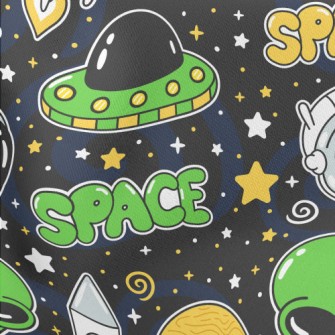 Space Rocket UFO Lightweight Cotton Poplin