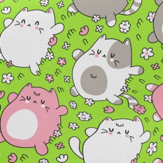 Kitten Lying On The Grass Midweight Cotton Poplin