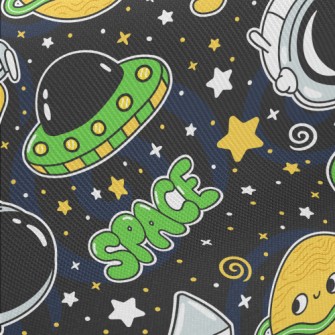 Space Rocket UFO Midweight Cotton Poplin