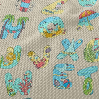 Beach Style English Letters Birdseye Piqué