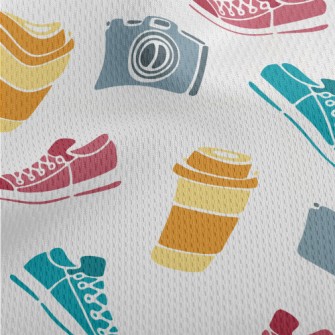Sneakers Camera Coffee Athletic Mesh Flat Back