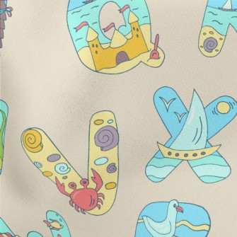 Beach Style English Letters Stretch Ponte