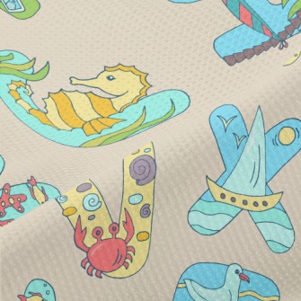 Beach Style English Letters Piqué