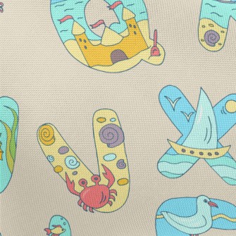 Beach Style English Letters Pongee