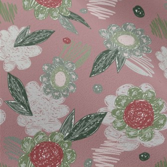 Crayon Sketch Flowers Chiffon