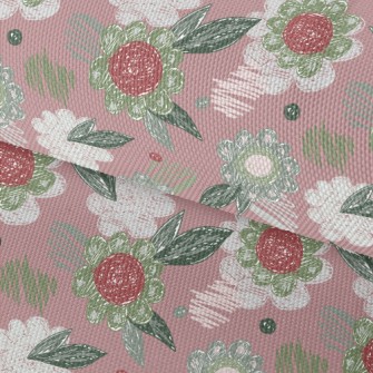 Crayon Sketch Flowers Waterproof Oxford