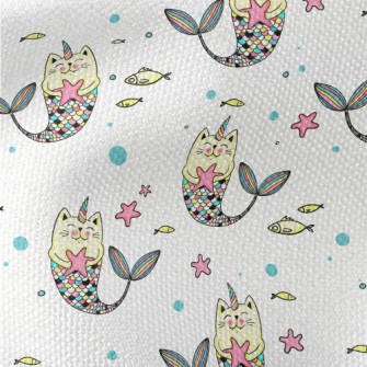 Colorful Cat Mermaid Waterproof Canvas