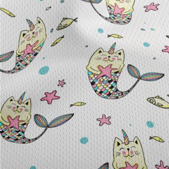 Colorful Cat Mermaid Athletic Mesh Flat Back