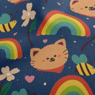 Rainbow Scarf Kitten Athletic Mesh Flat Back