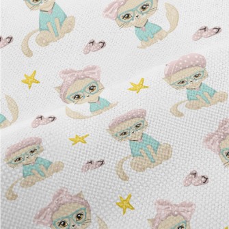 Beautiful Cat With Bow Glasses Performance Linen