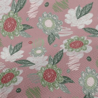 Crayon Sketch Flowers Performance Linen