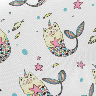 Colorful Cat Mermaid Twill