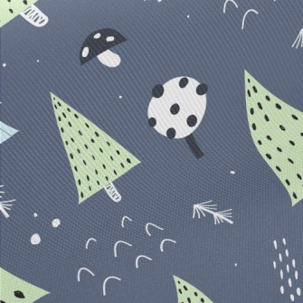 Forest Trees Mushrooms Twill