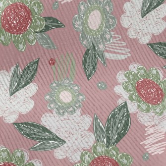 Crayon Sketch Flowers Standard Corduroy
